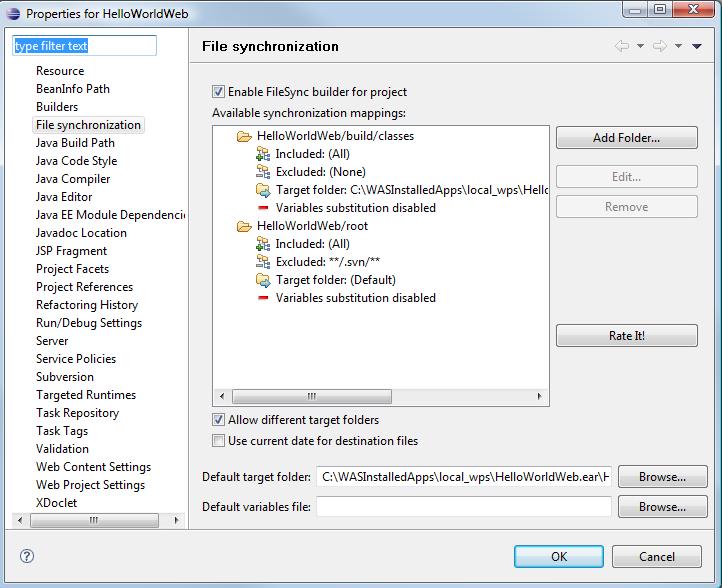 Filesync configuration